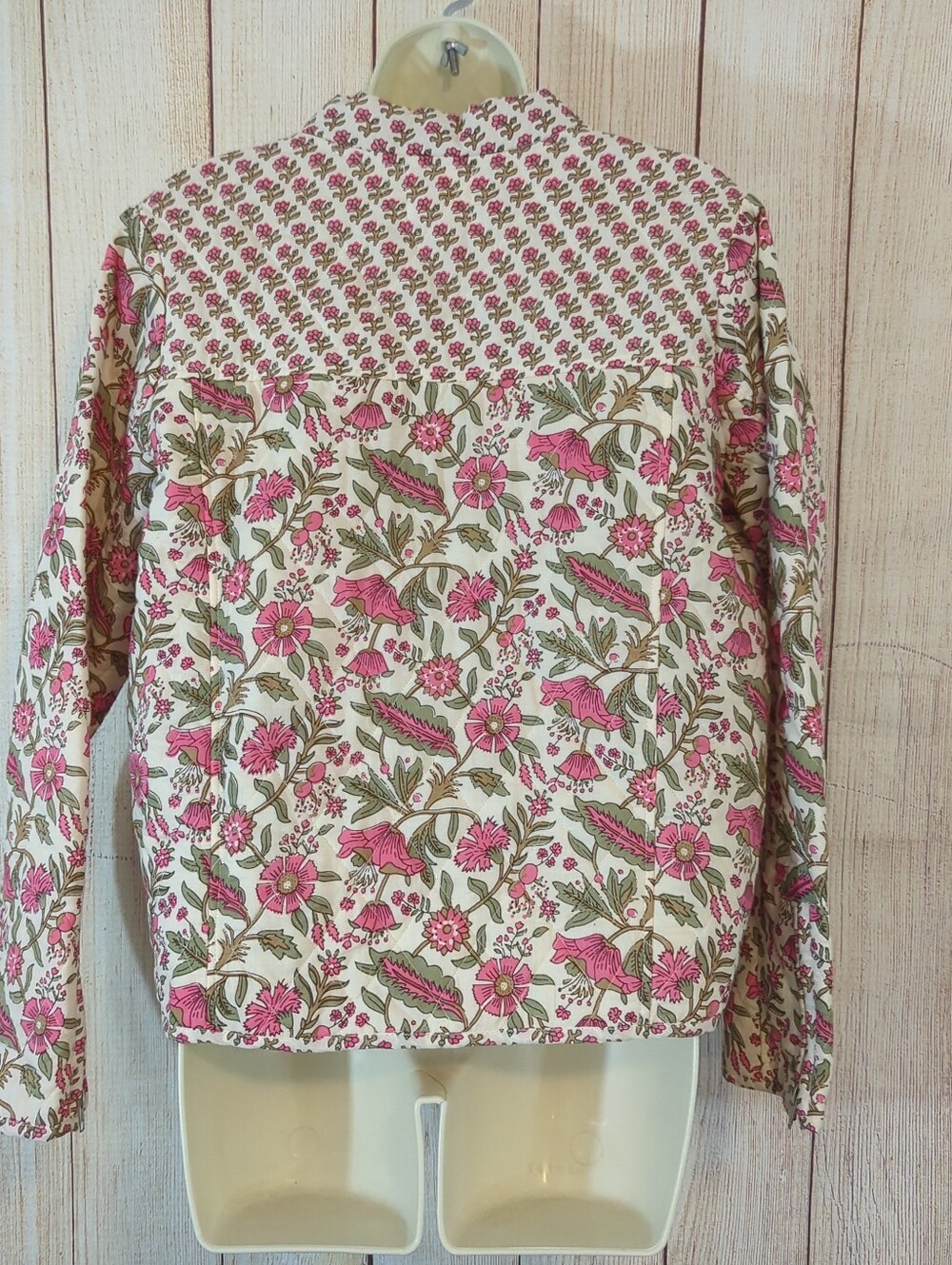 Anthropology dra Floral Quilted Cream & Pink Jacket - Picture 9 of 11